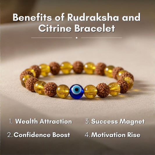 Rudraksha and Citrine Bracelet