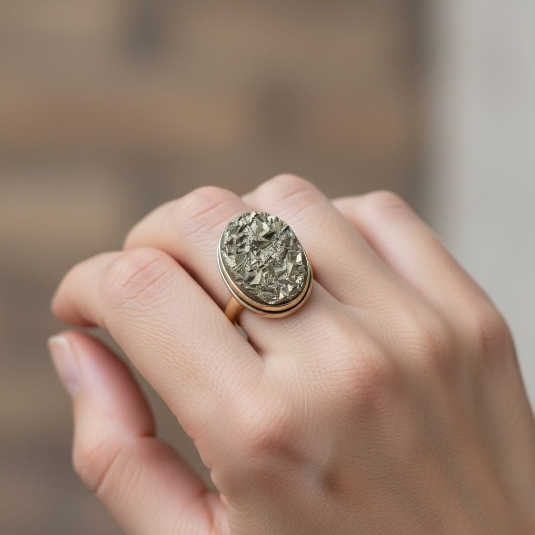 Natural Raw Pyrite Ring