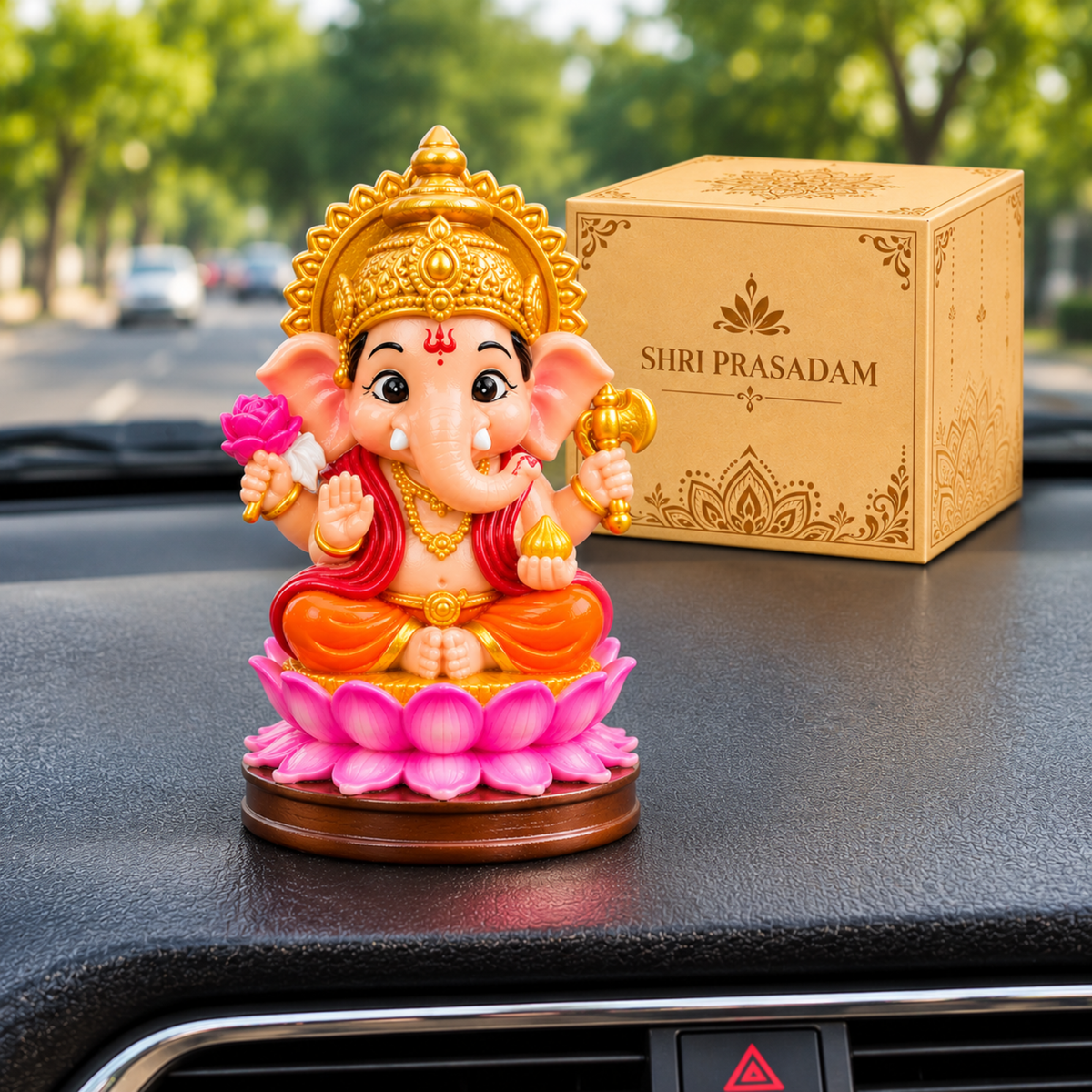Shri Ganesh Idol on Lotus Base