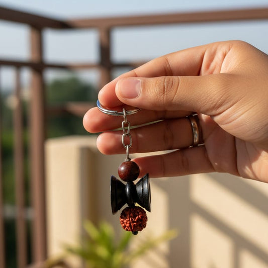 KARUNGALI WOOD DAMRU KEYCHAIN