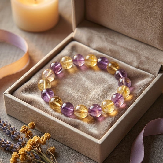 Citrine & Amethyst Birthday Bracelet