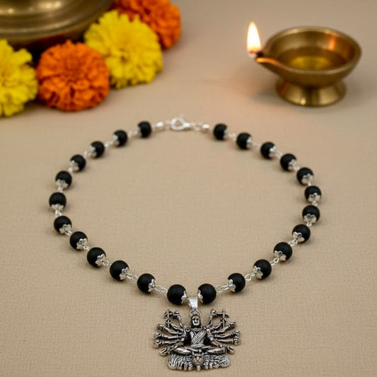 Durga Mata Pendant with Karungali (Ebony Wood) Mala