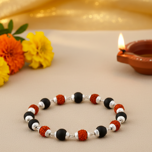 Rudraksha Karungali Bracelet Silver Plated