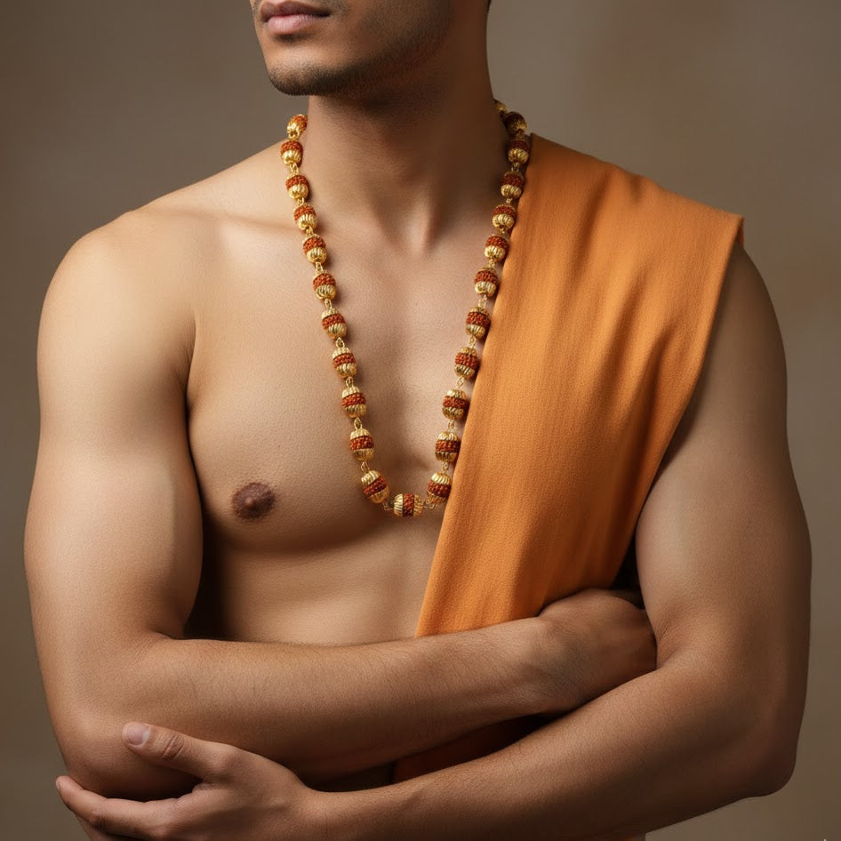 Gold Cap Rudraksha Mala