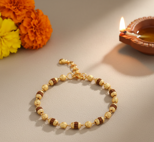Gold Plated Rudraksha Bracelet for Men