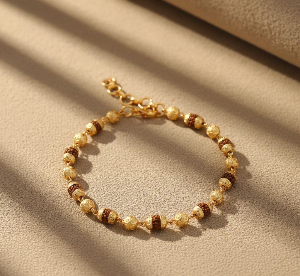 Gold Plated Rudraksha Bracelet for Men