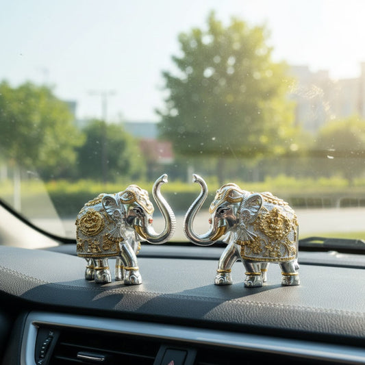 Gold and Silver Plated Elephants Pair - Crazy Silver Shine