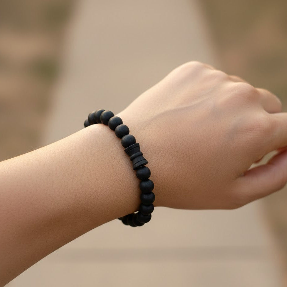 KARUNGALI DAMARU BRACELET - EBONY WOOD BEADS