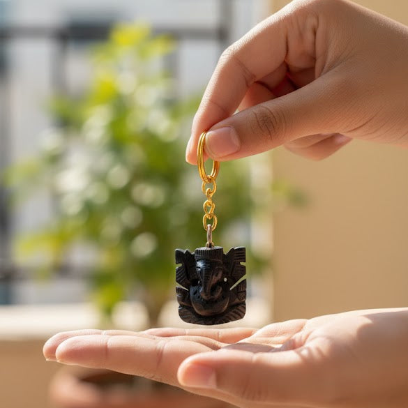 KARUNGALI WOOD GANESHA KEYCHAIN