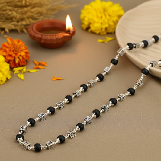Karungali Silver Mala (Square Beads)