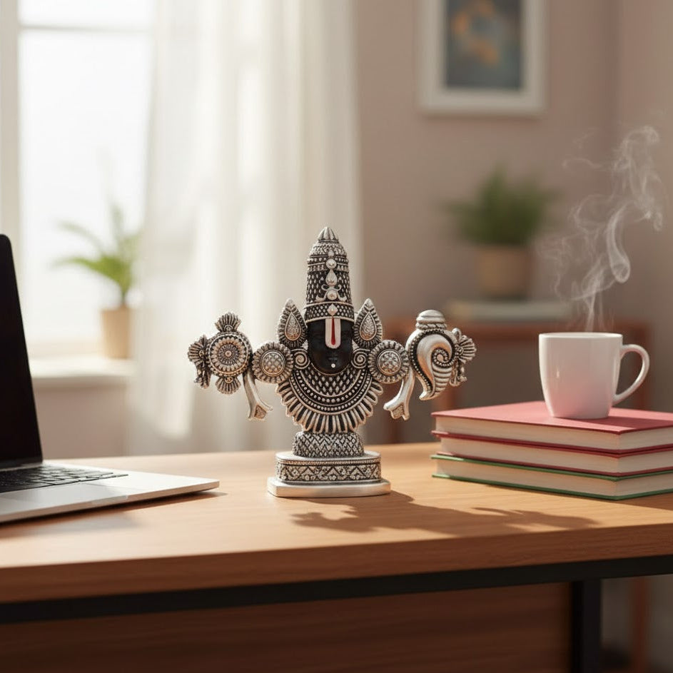 Lord Balaji Face Idol Silver-Plated