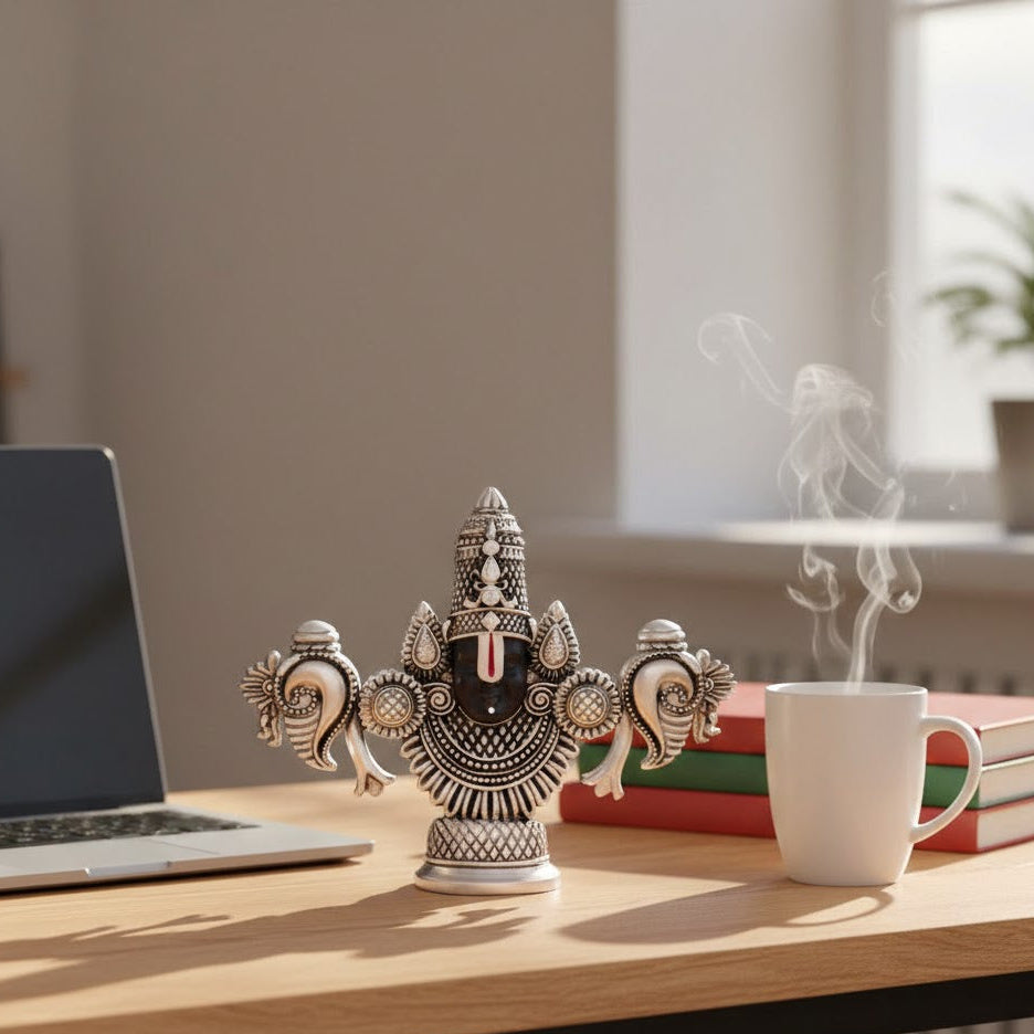 Lord Balaji Face Idol Silver-Plated