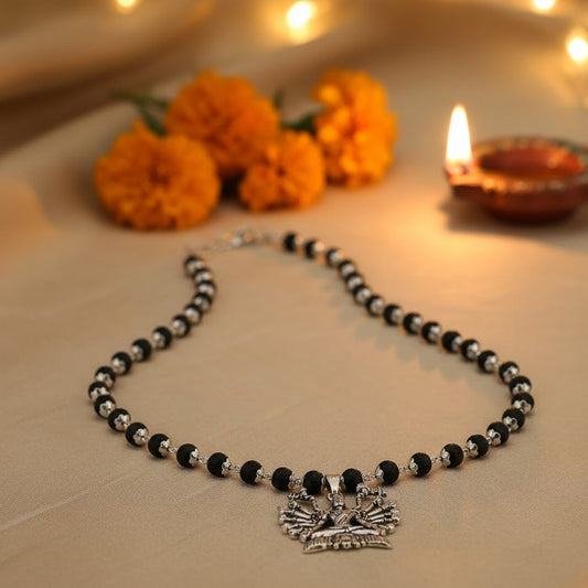 Mahakali Pendant With Black Beads Karungali Mala