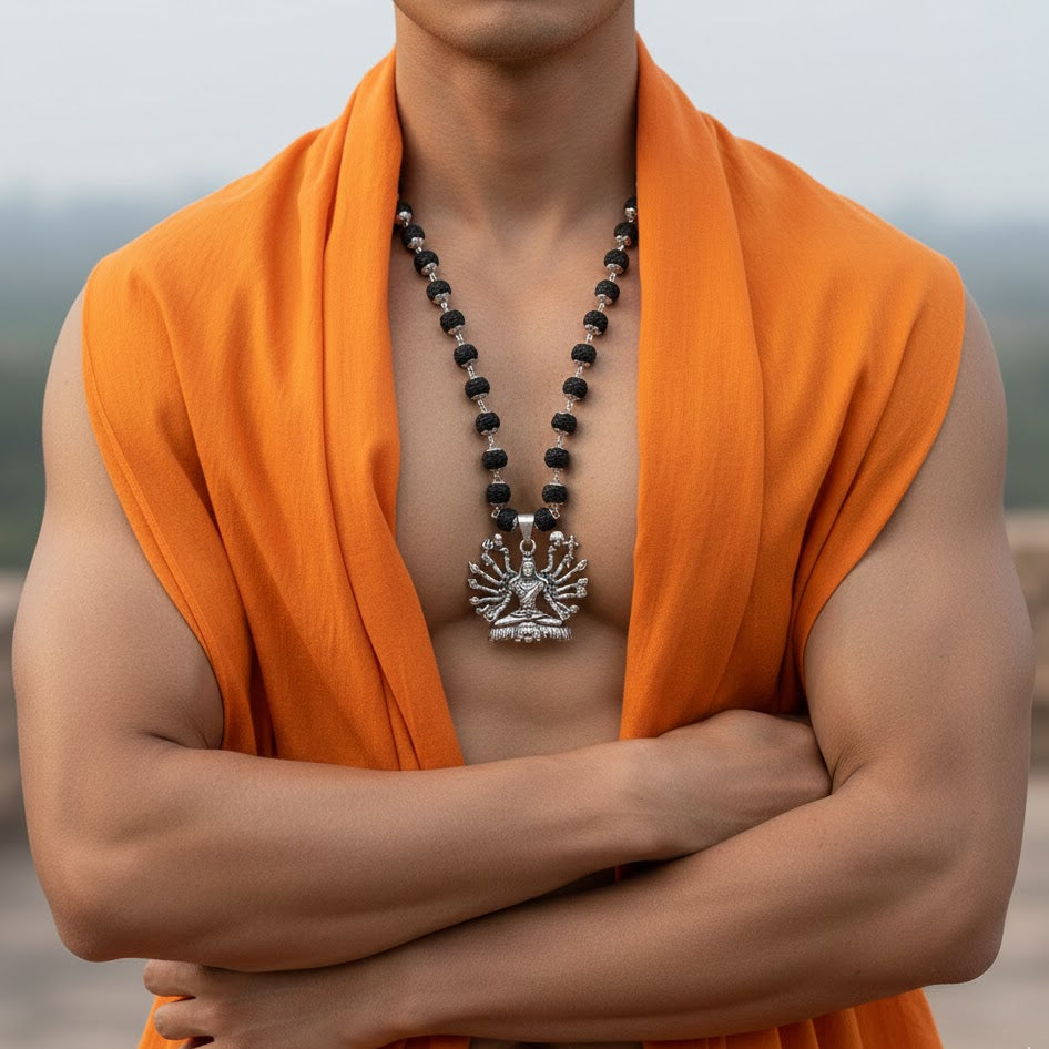 Mahakali Pendant With Black Beads Karungali Mala