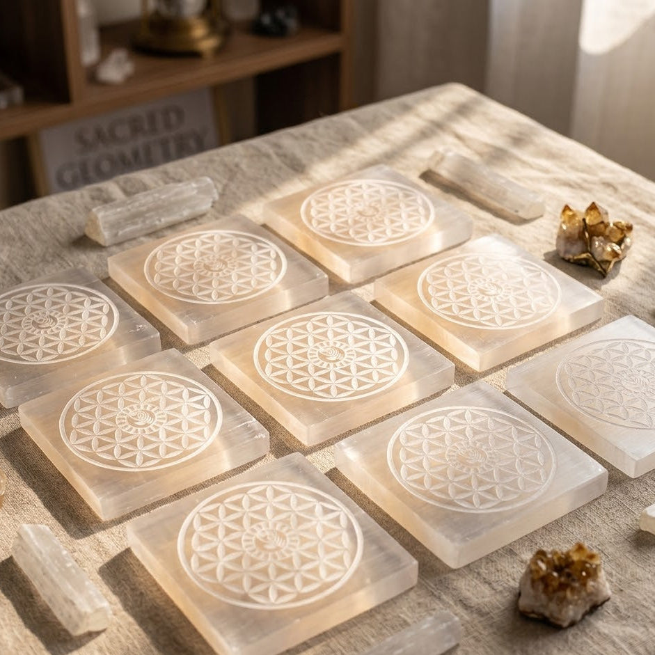 Selenite Charging Plate with Eye of Horus