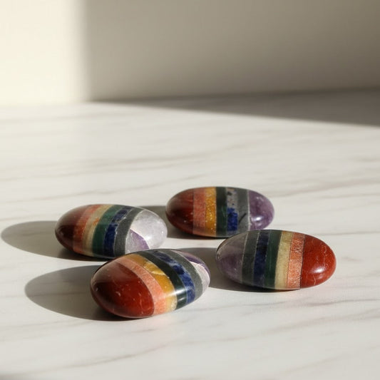 Seven Chakra Bonded Palm Stones