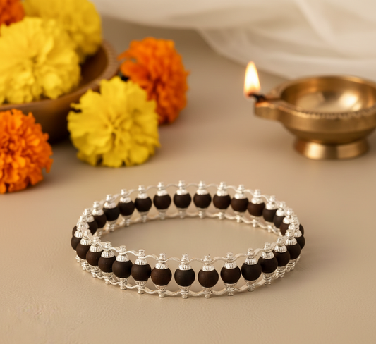 Silver Plated Karungali bead bracelet