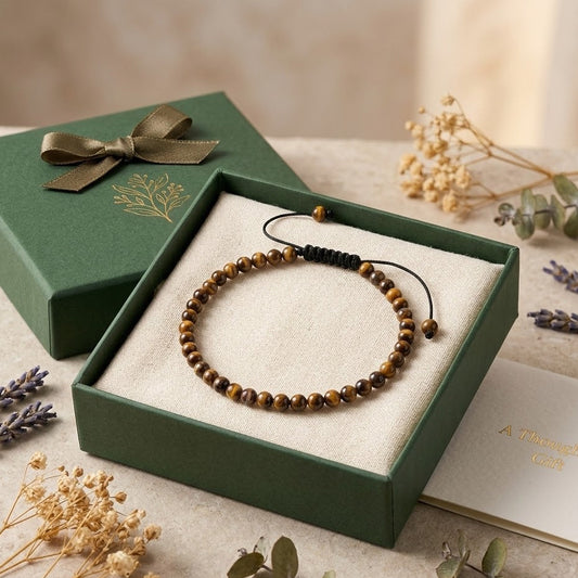 Tiger Eye Adjustable Anklet | Stone of Strength, Confidence & Protection