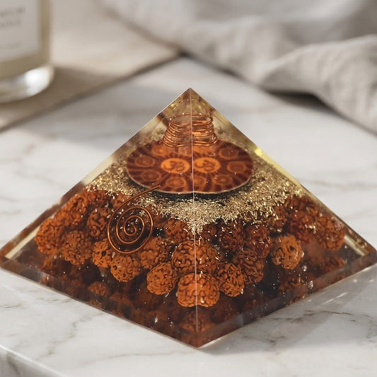 Urja Yantra Orgone Pyramid with Panchmukhi Rudraksha