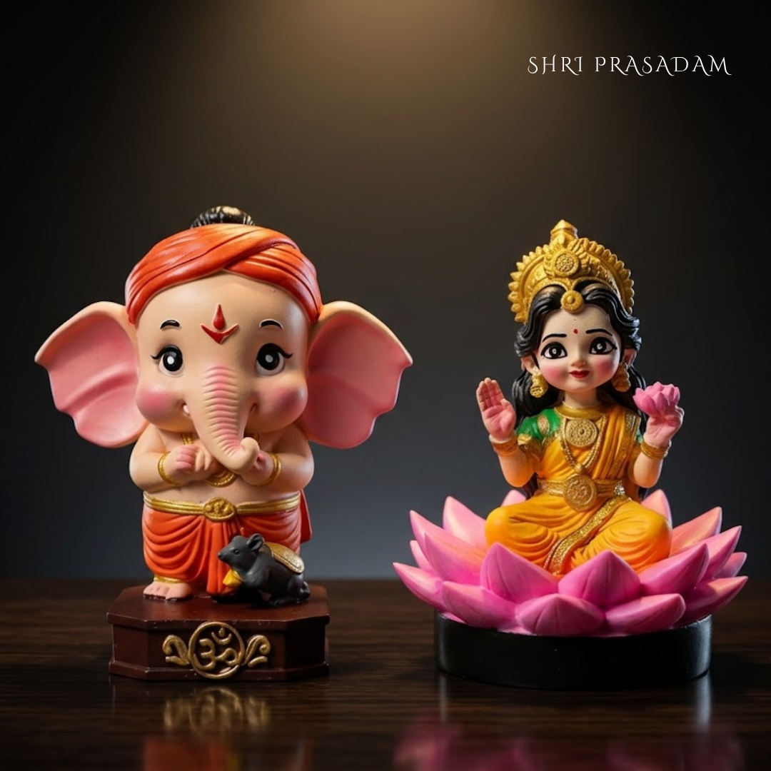 Cute Ganesh Lakshmi Idols Set (Combo Offer - 10%)