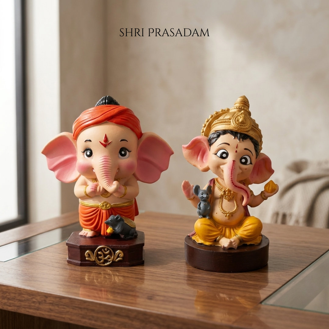 Divine Bal Ganesh & Little Ganesha with Mooshak Idol Set (15% OFF)