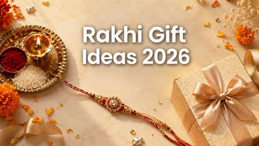 Rakhi thread, tilak plate, and wrapped gift for Raksha Bandhan 2026