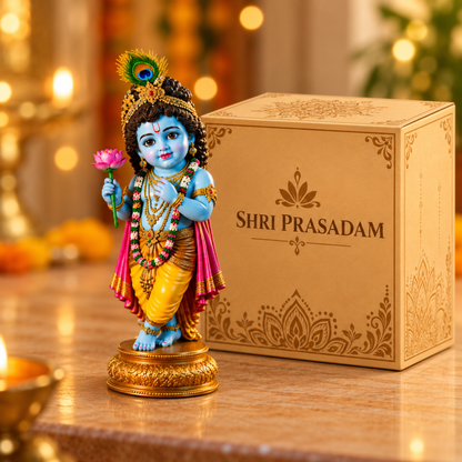 Little Krishna Idol With Lotus On Hand