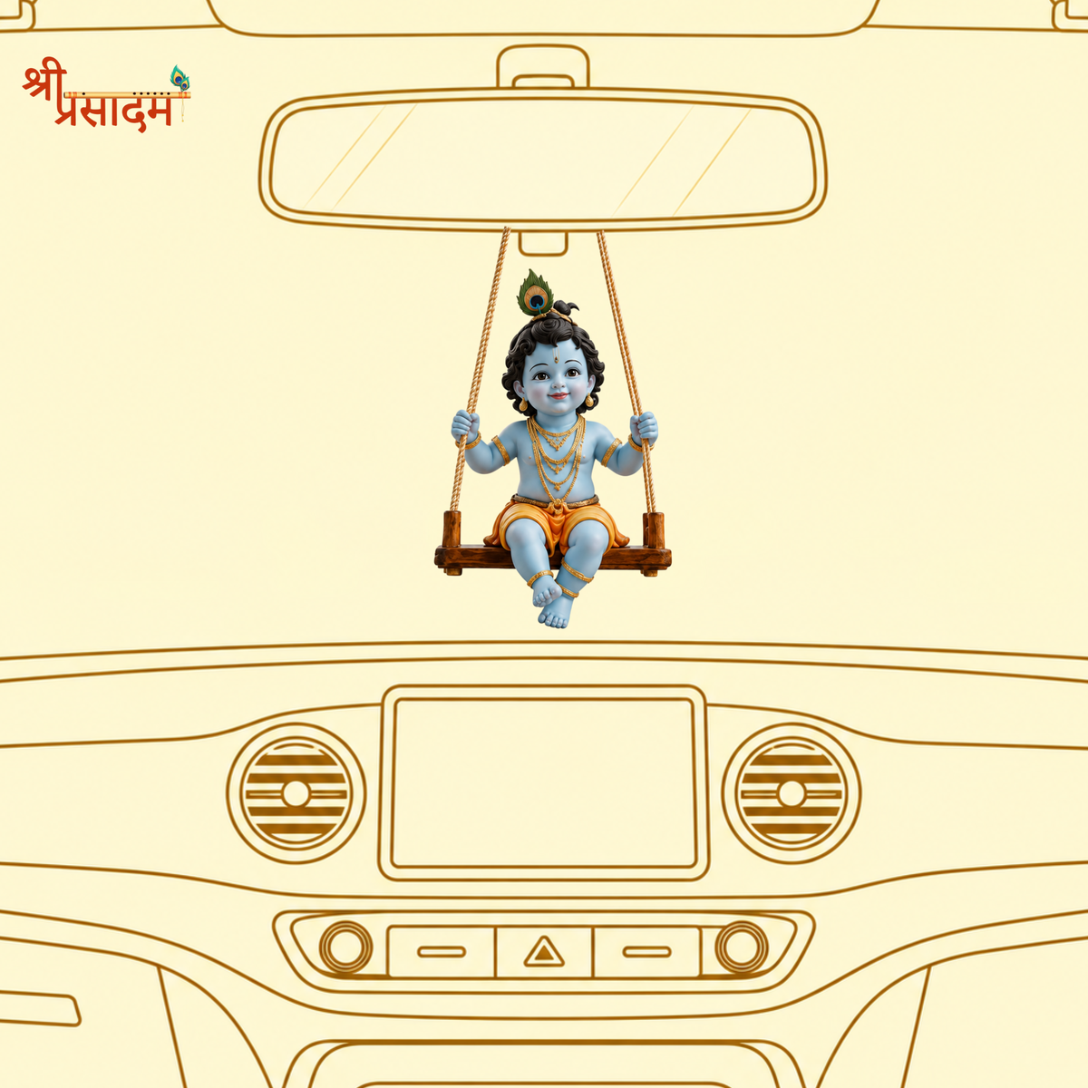 Little Krishna Jhula Car Hanging
