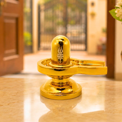 Premium Brass Shivling Idol (Golden)