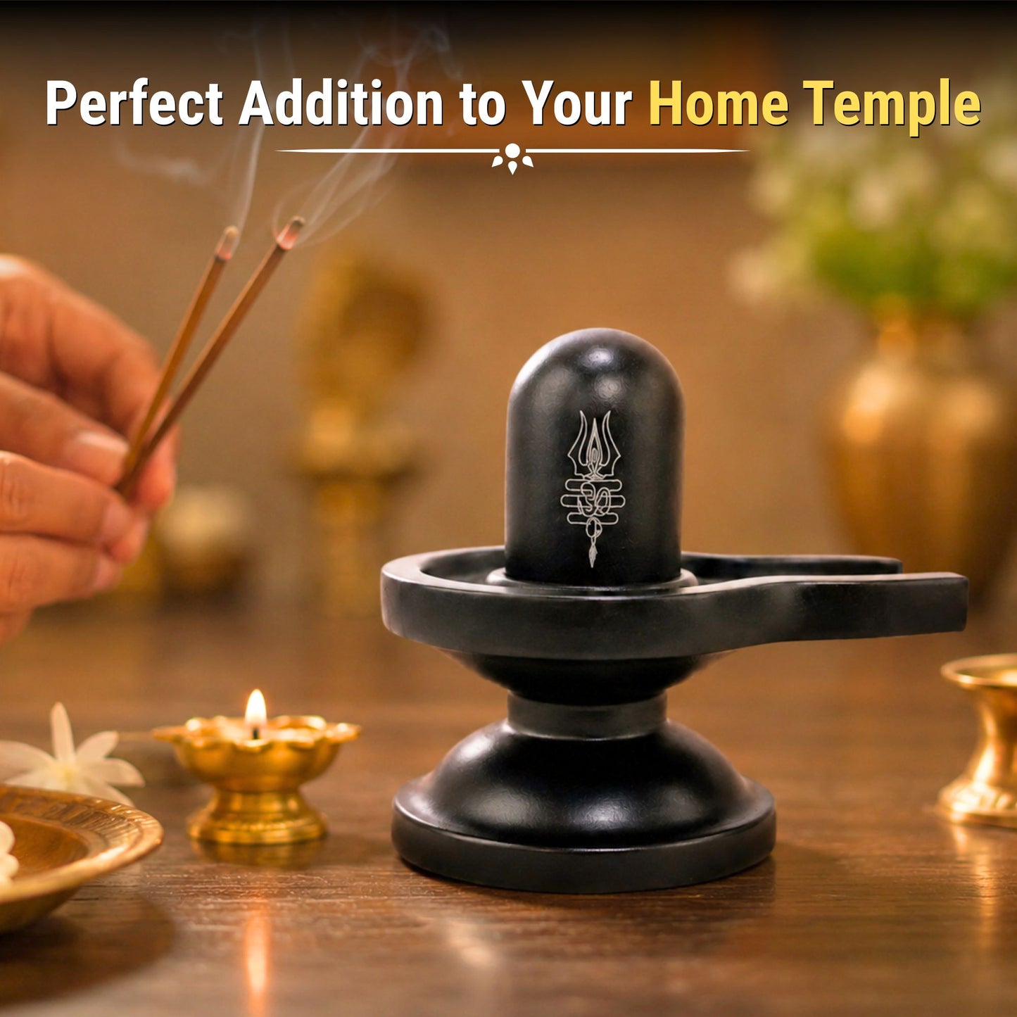 Premium Brass Shivling Idol (Black)