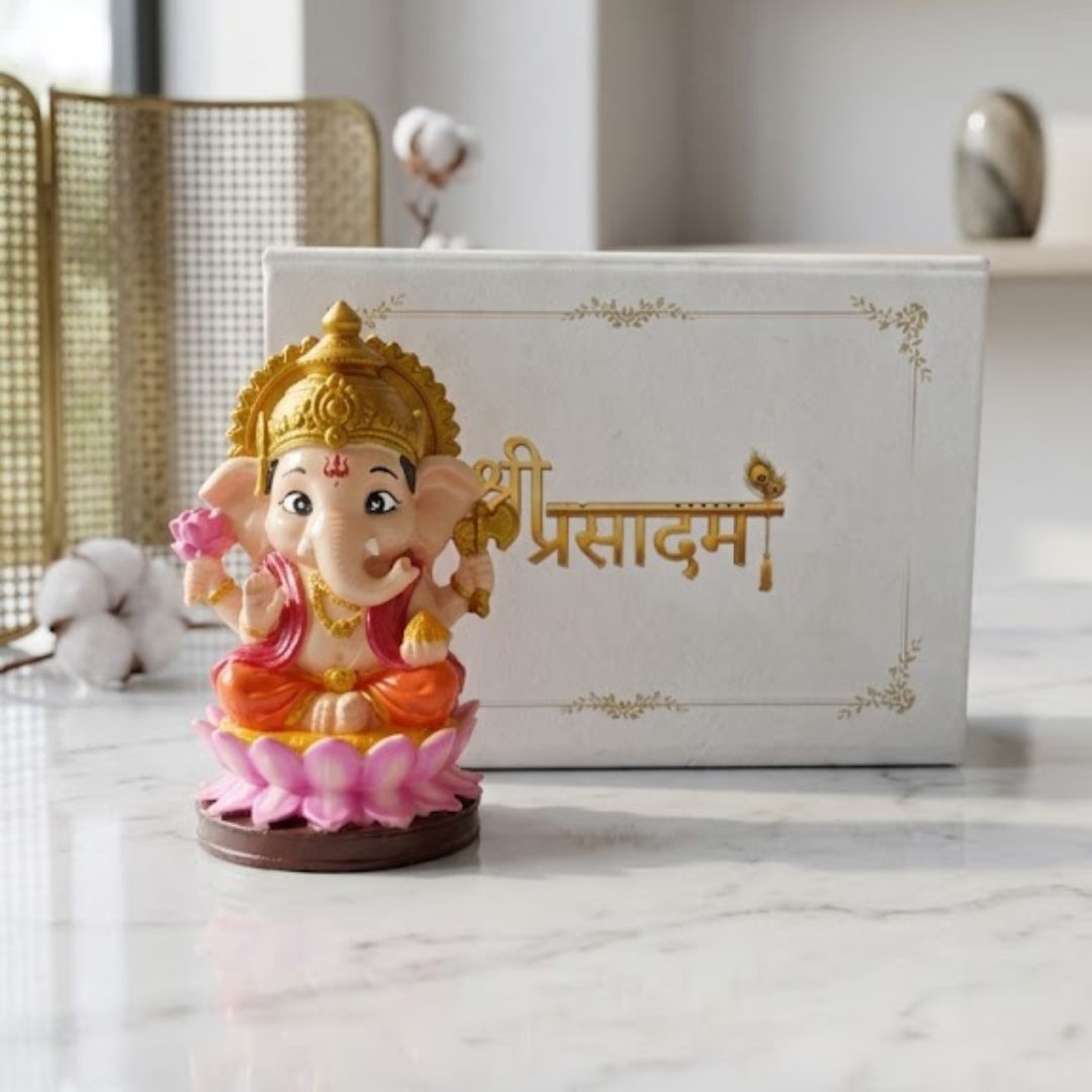 Shri Ganesh Idol on Lotus Base