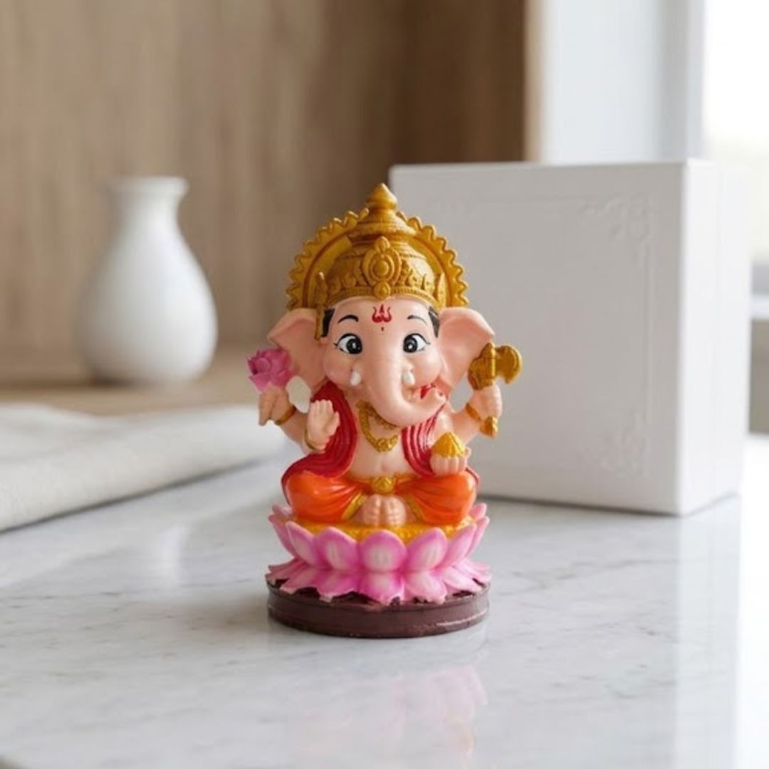 Shri Ganesh Idol on Lotus Base