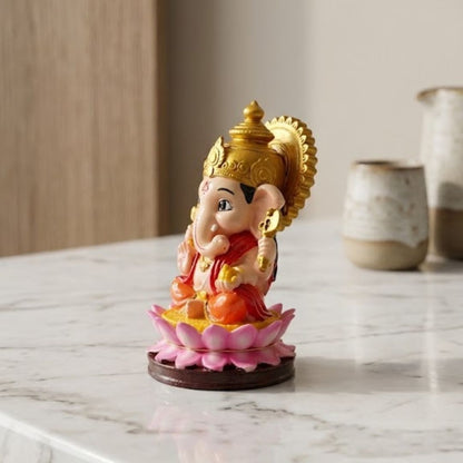 Shri Ganesh Idol on Lotus Base