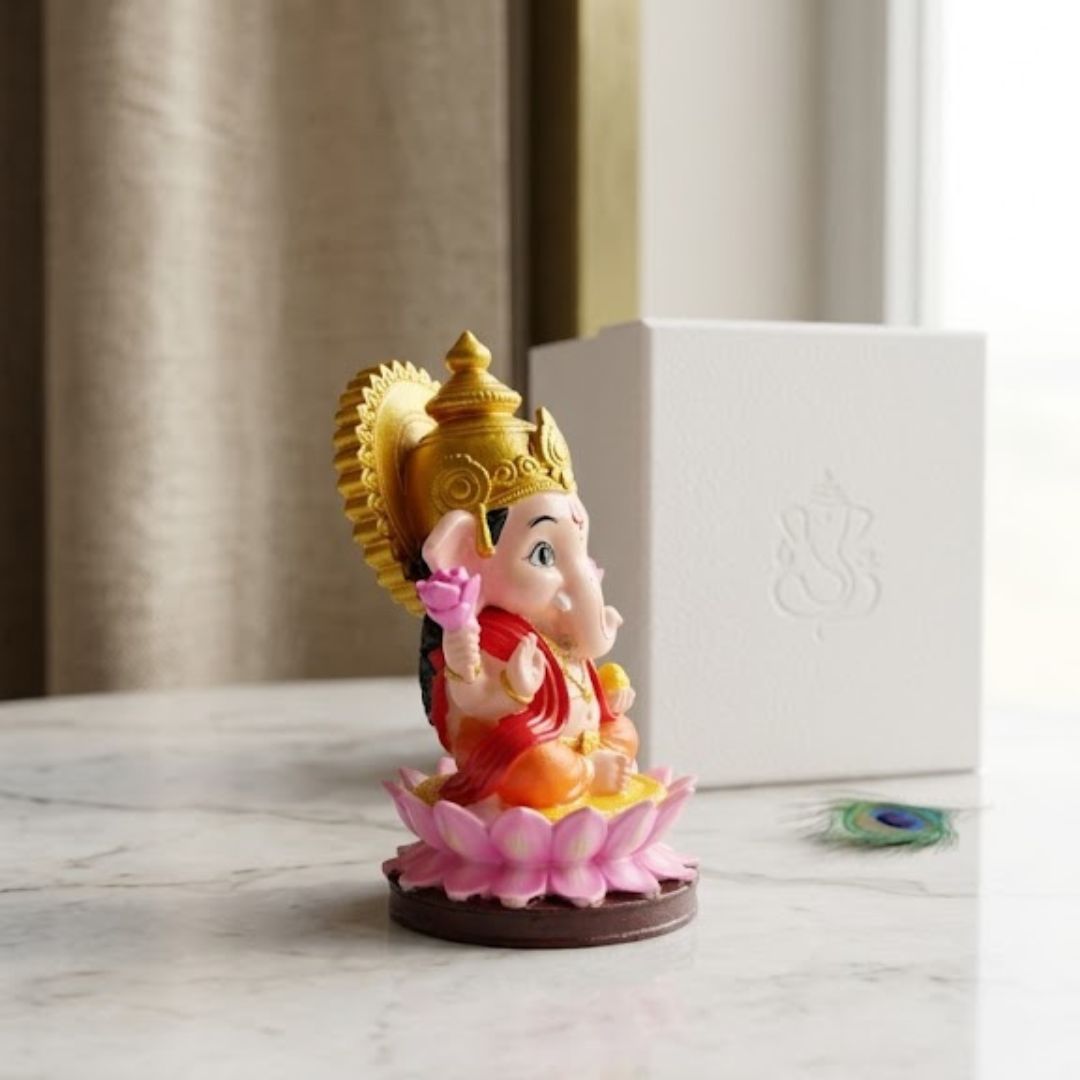 Shri Ganesh Idol on Lotus Base