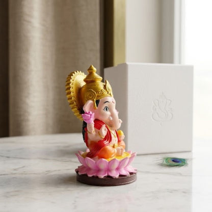 Shri Ganesh Idol on Lotus Base