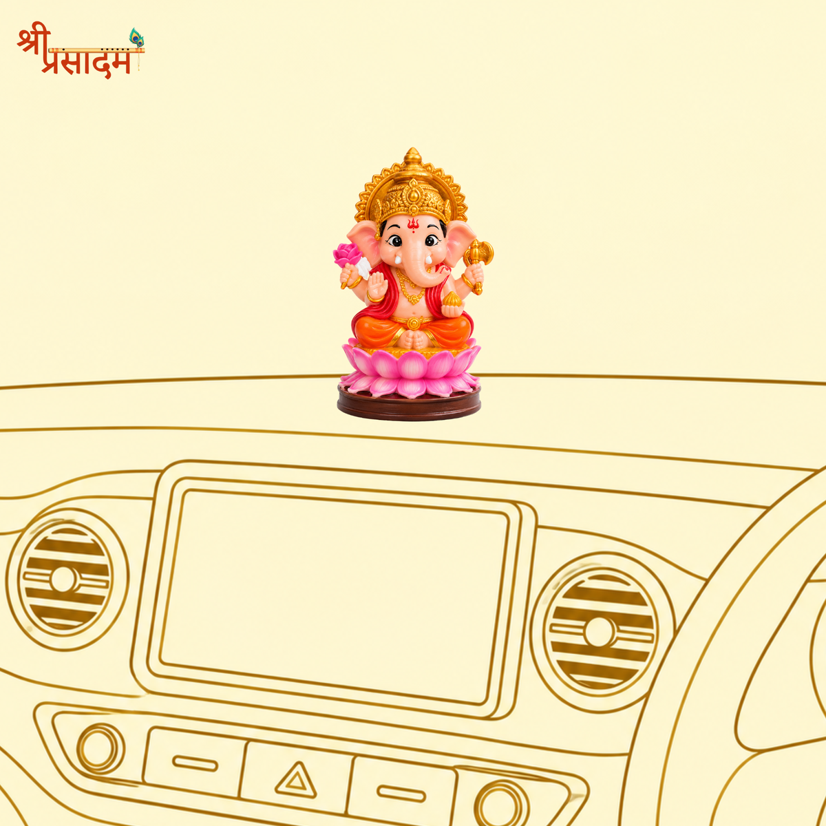 Shri Ganesh Idol on Lotus Base