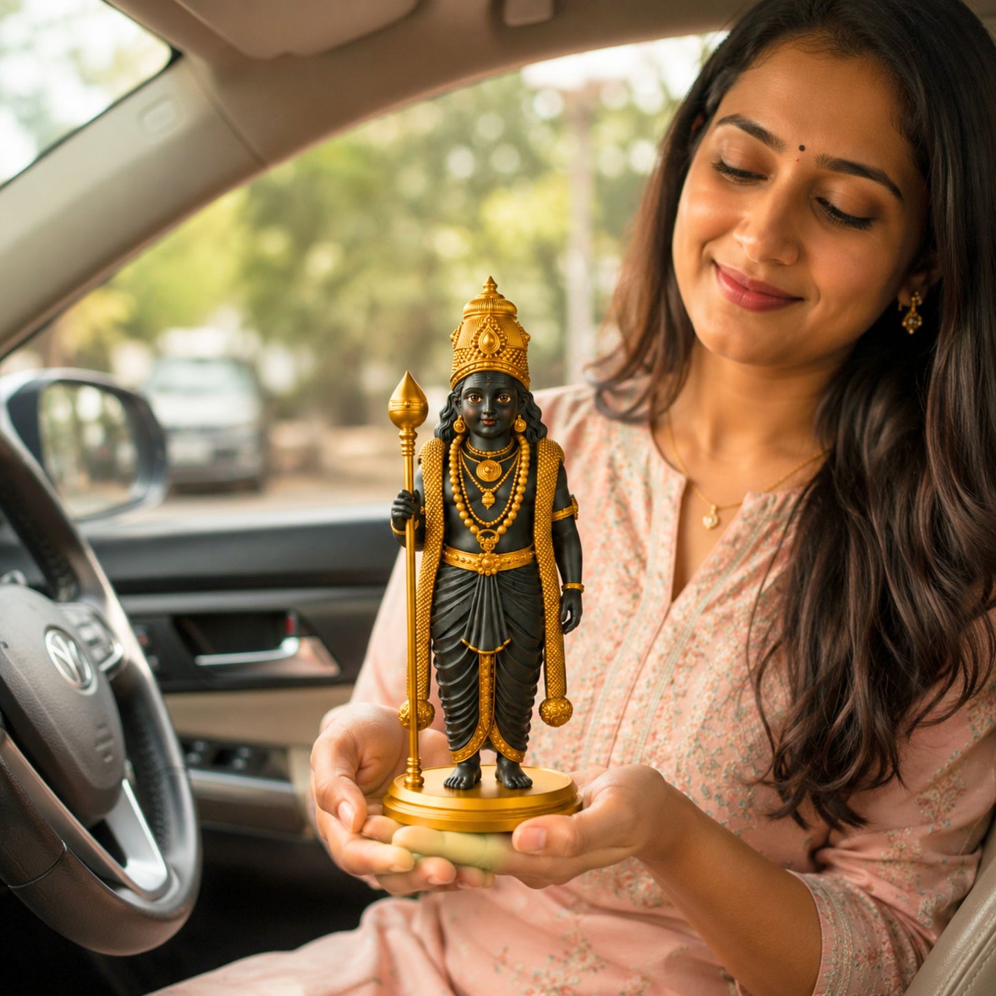 White & Gold Lord Murugan Statue for Home and Gifting