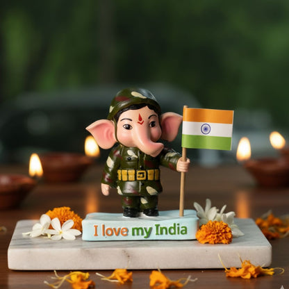 Lord Ganesha Balroop & Soldier Idol Set