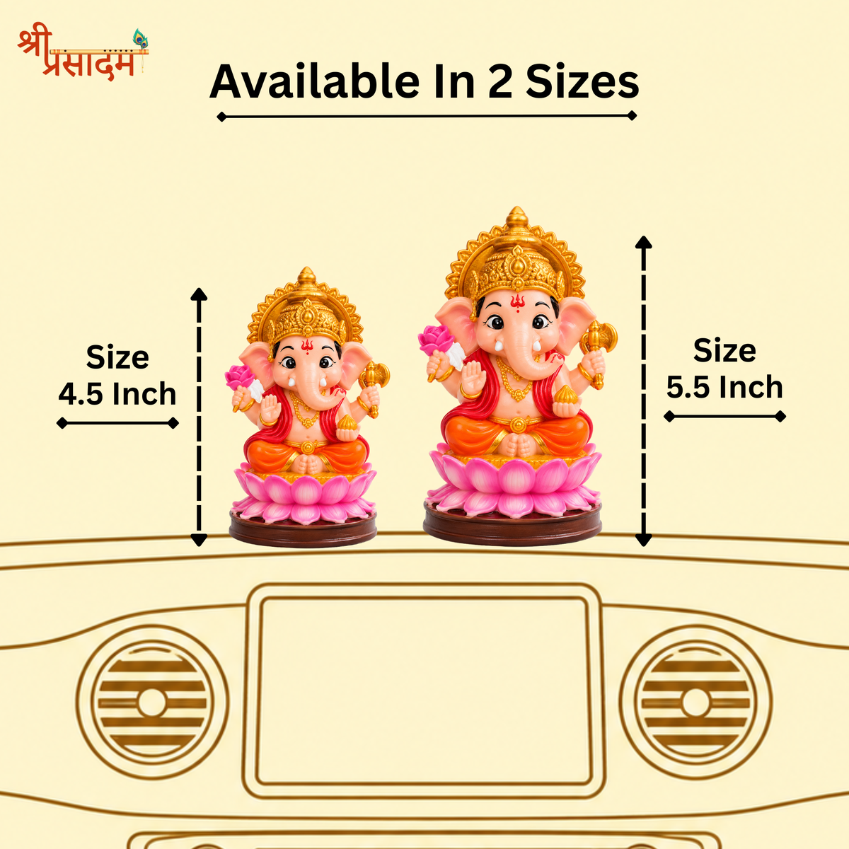 Shri Ganesh Idol on Lotus Base