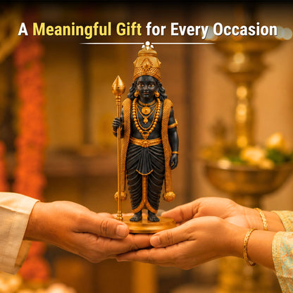 White & Gold Lord Murugan Statue for Home and Gifting