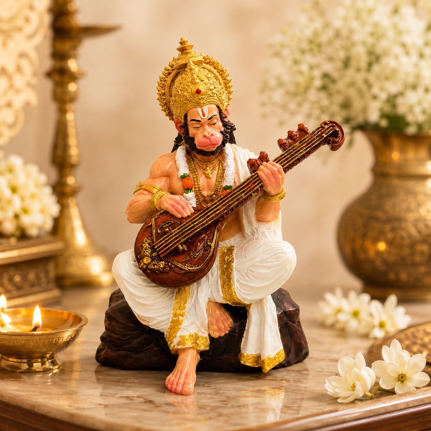 Lord Hanuman Playing Veena Murti