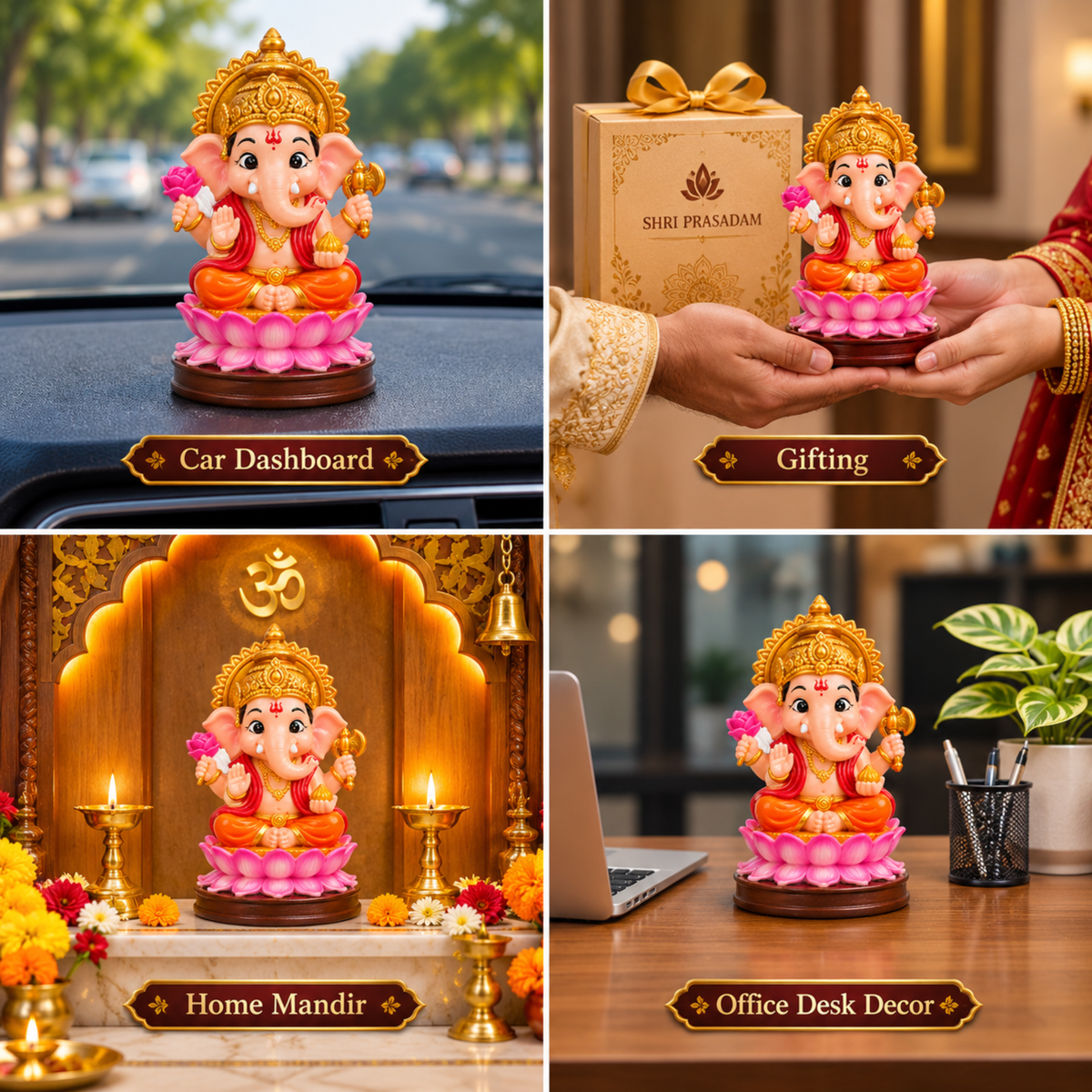 Shri Ganesh Idol on Lotus Base