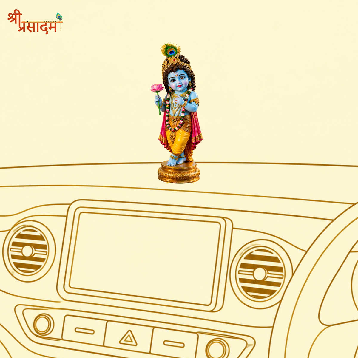 Little Krishna Idol With Lotus On Hand