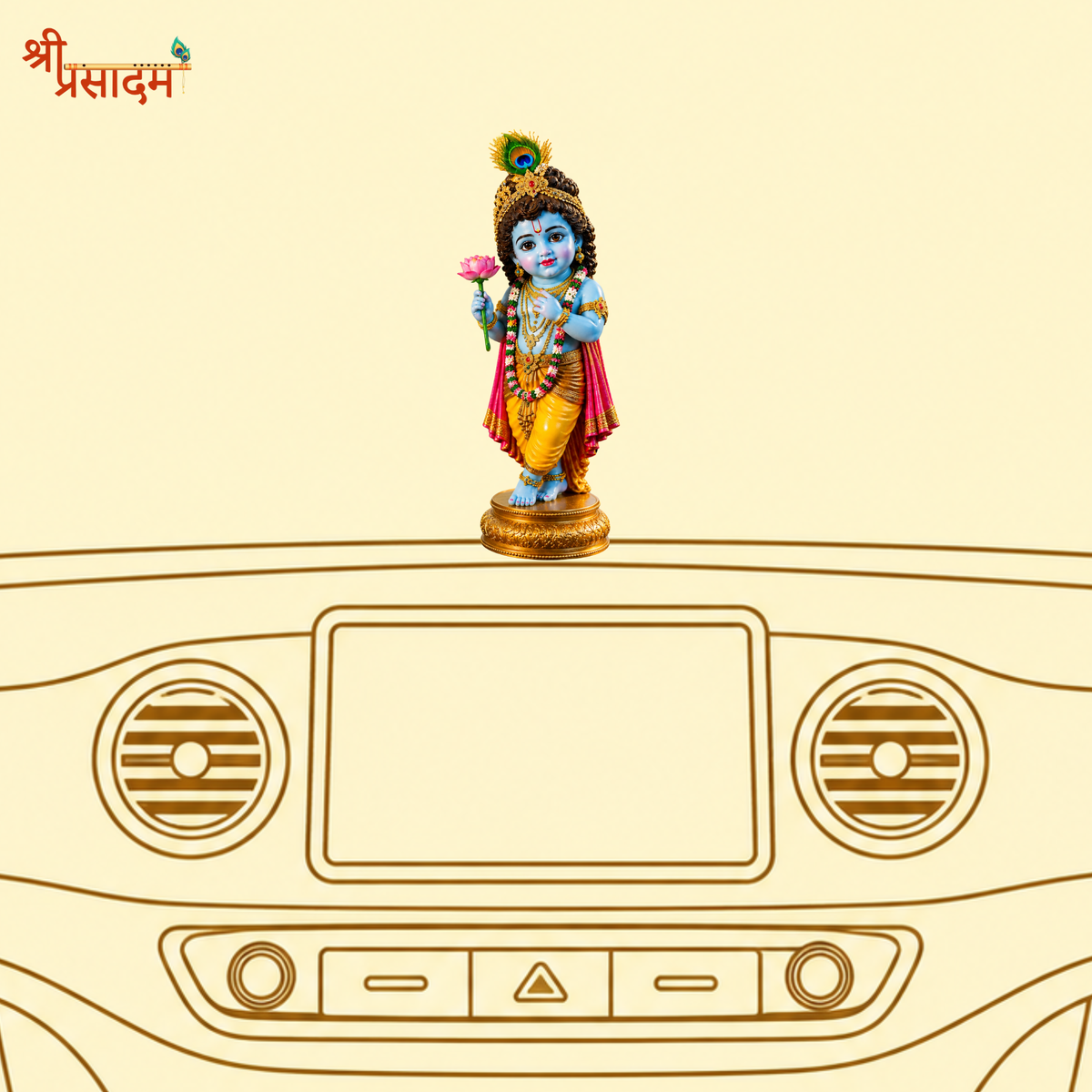 Little Krishna Idol With Lotus On Hand
