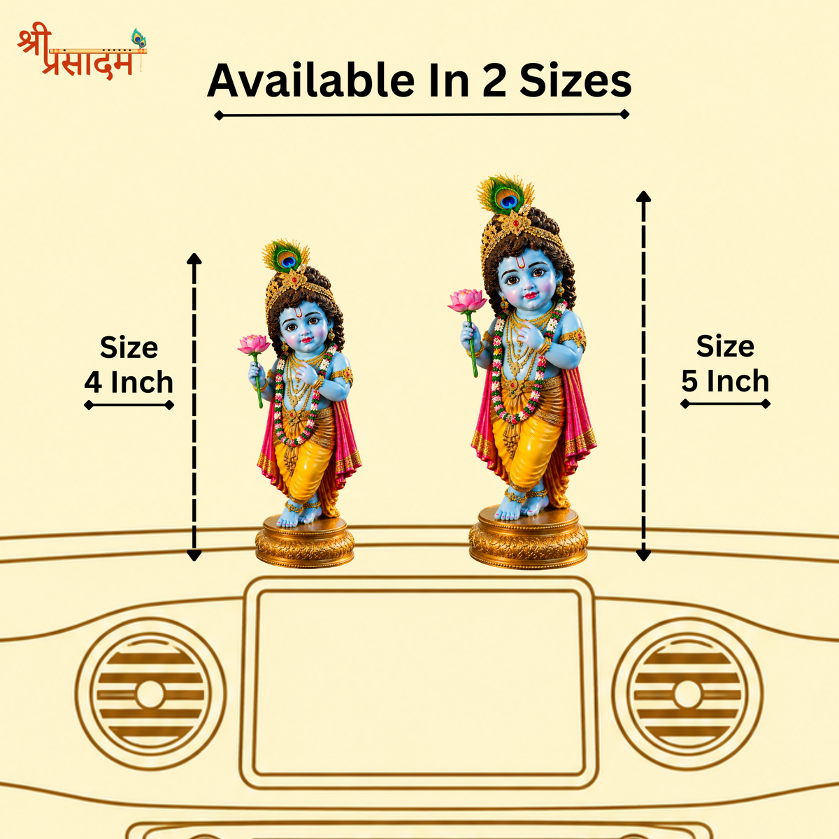 Little Krishna Idol With Lotus On Hand