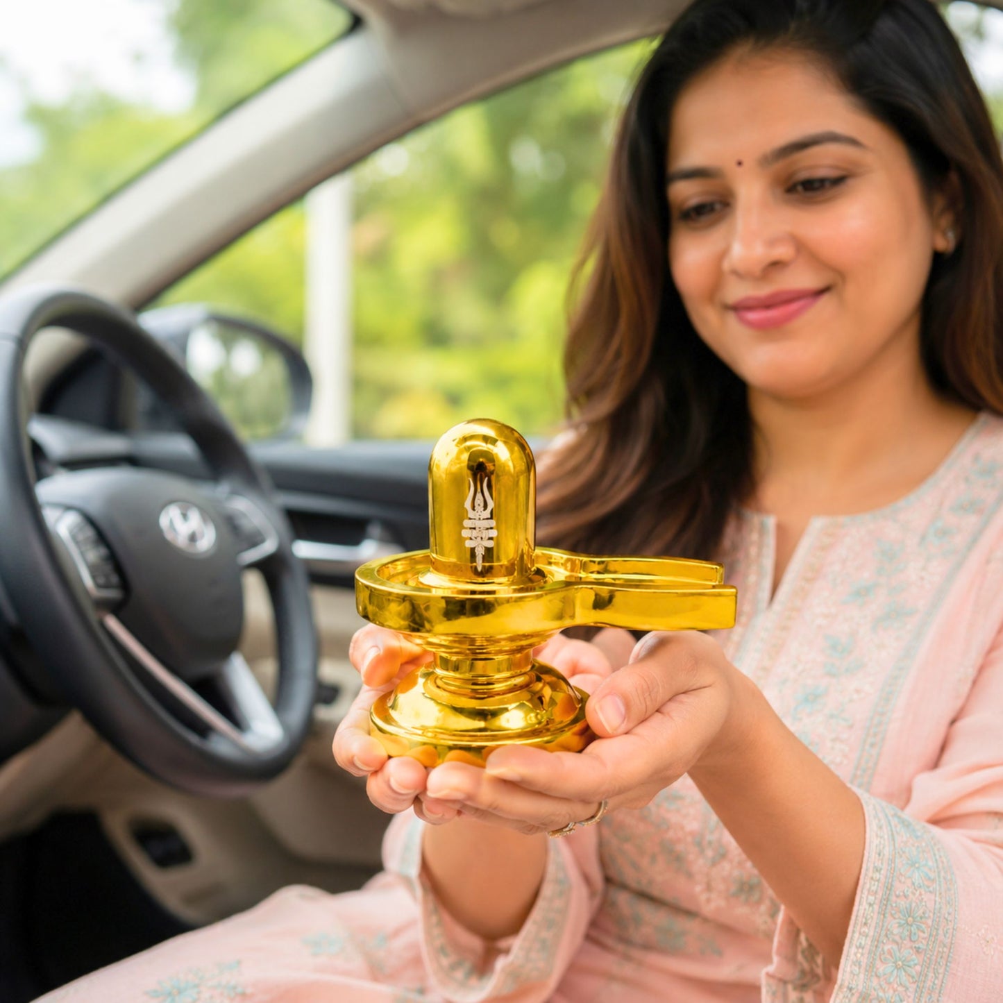 Premium Brass Shivling Idol (Golden)