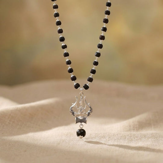 Karungali Trishul Cap Pendant Mala