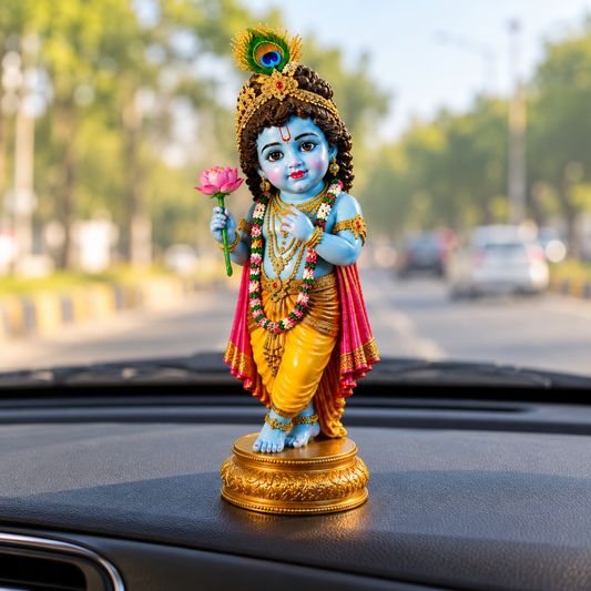 Little Krishna Idol With Lotus On Hand