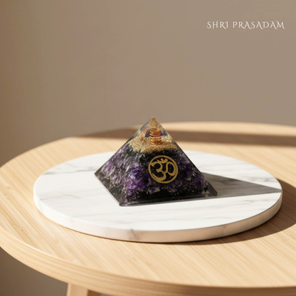Amethyst Om Symbol Orgone Crystal Pyramid