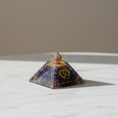 Amethyst Om Symbol Orgone Crystal Pyramid